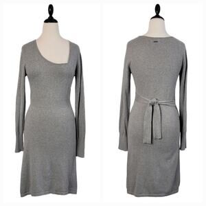Prana Gray Sweater Dress M Wool Blend Long Sleeve Minimalist Neutral Sheath Knit